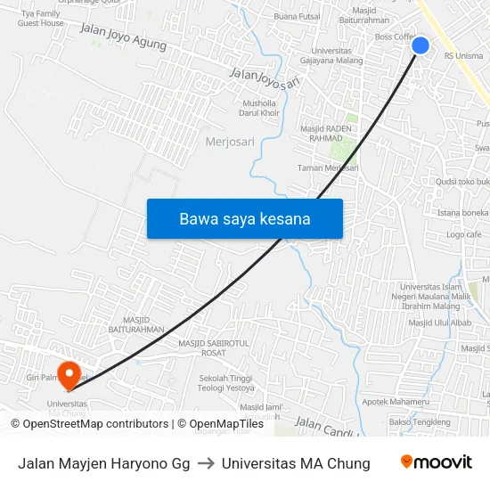 Jalan Mayjen Haryono Gg to Universitas MA Chung map