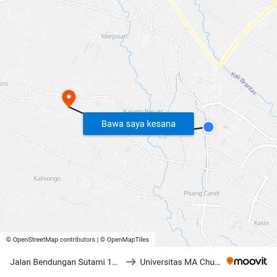 Jalan Bendungan Sutami 16 A to Universitas MA Chung map