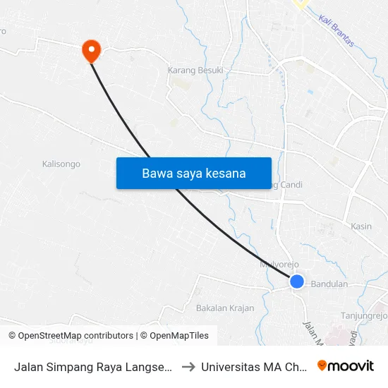 Jalan Simpang Raya Langsep 63 to Universitas MA Chung map