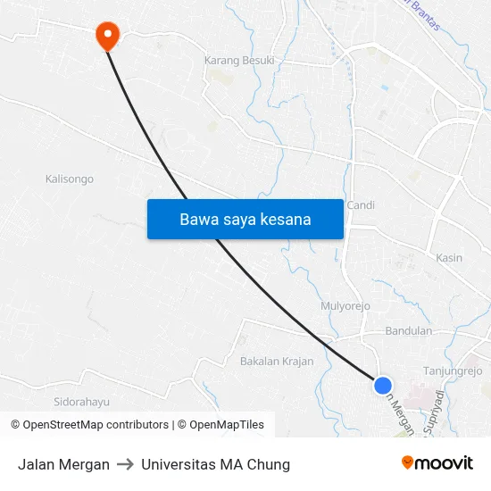 Jalan Mergan to Universitas MA Chung map