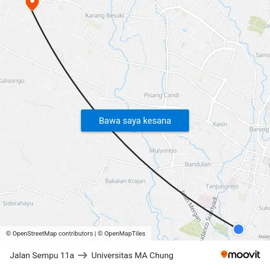 Jalan Sempu 11a to Universitas MA Chung map