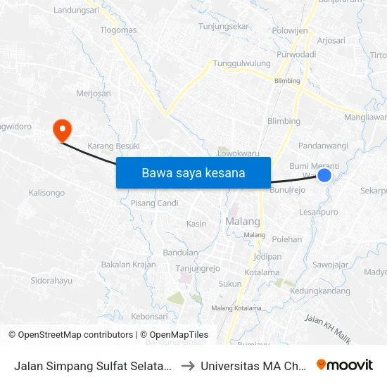 Jalan Simpang Sulfat Selatan 16 to Universitas MA Chung map