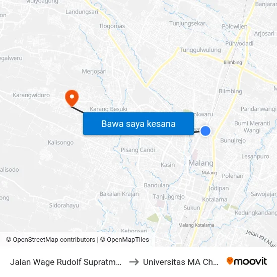 Jalan Wage Rudolf Supratman 7 to Universitas MA Chung map