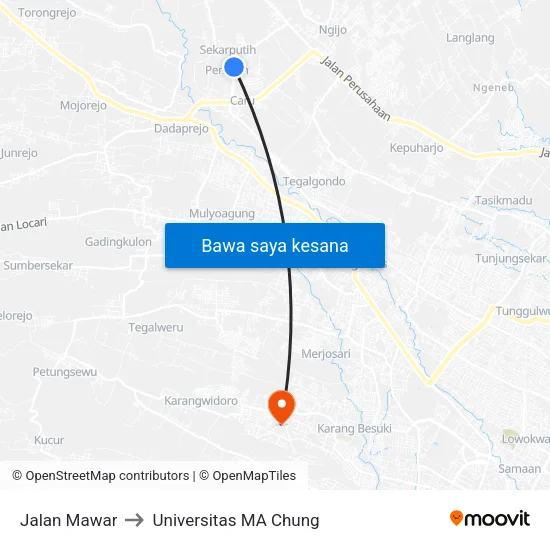 Jalan Mawar to Universitas MA Chung map