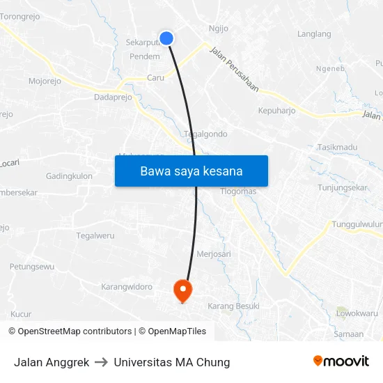 Jalan Anggrek to Universitas MA Chung map