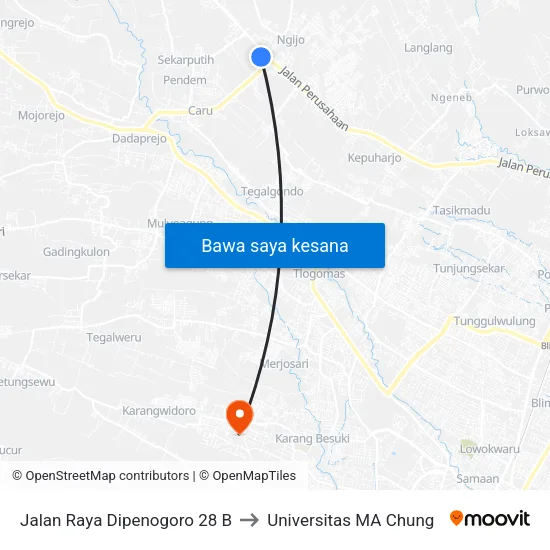 Jalan Raya Dipenogoro 28 B to Universitas MA Chung map