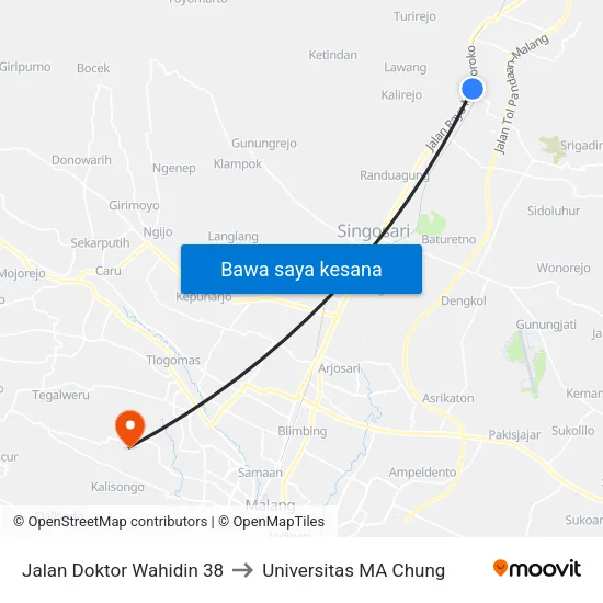 Jalan Doktor Wahidin 38 to Universitas MA Chung map