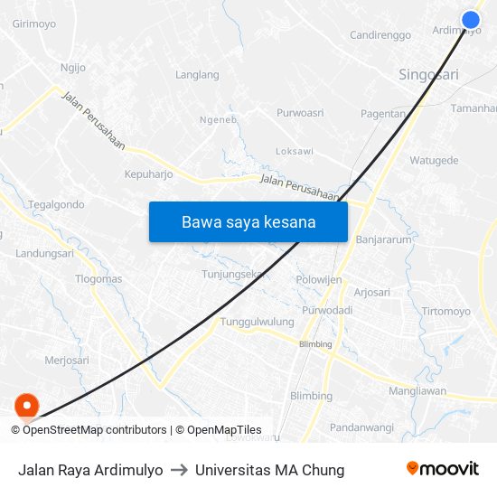 Jalan Raya Ardimulyo to Universitas MA Chung map