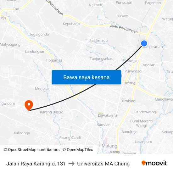 Jalan Raya Karanglo, 131 to Universitas MA Chung map