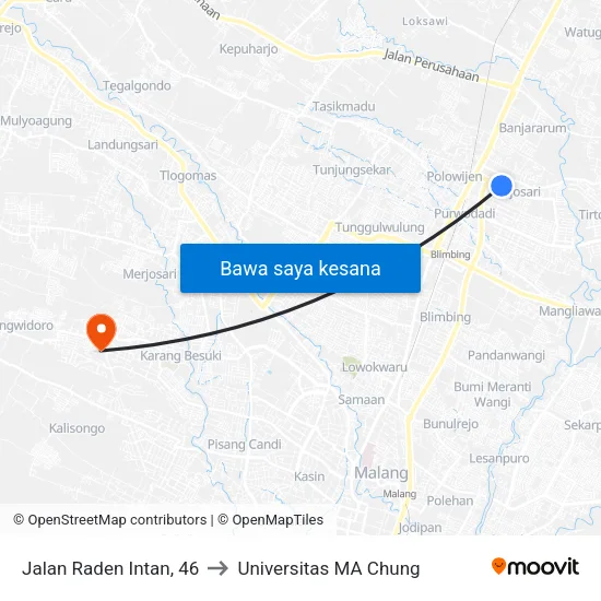 Jalan Raden Intan, 46 to Universitas MA Chung map