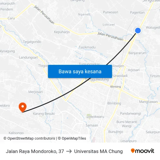 Jalan Raya Mondoroko, 37 to Universitas MA Chung map