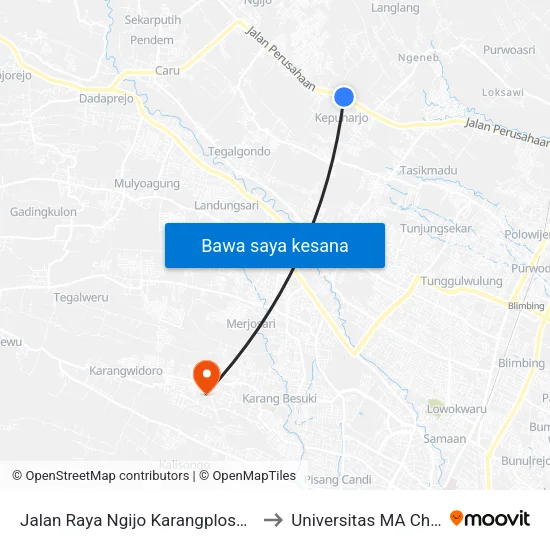 Jalan Raya Ngijo Karangploso, 175 to Universitas MA Chung map