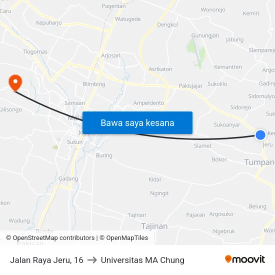 Jalan Raya Jeru, 16 to Universitas MA Chung map