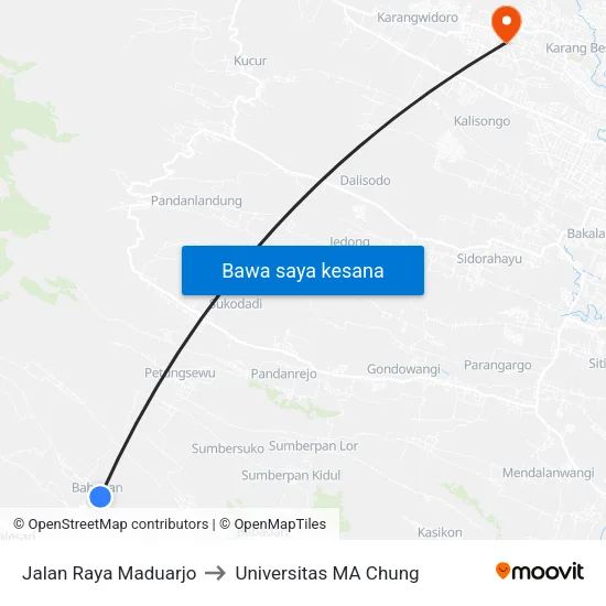 Jalan Raya Maduarjo to Universitas MA Chung map