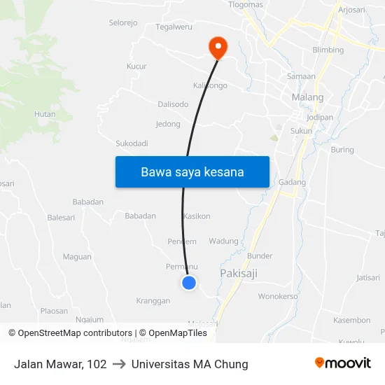 Jalan Mawar, 102 to Universitas MA Chung map