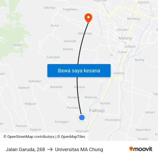 Jalan Garuda, 268 to Universitas MA Chung map