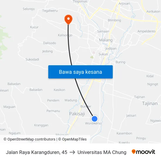 Jalan Raya Karangduren, 45 to Universitas MA Chung map