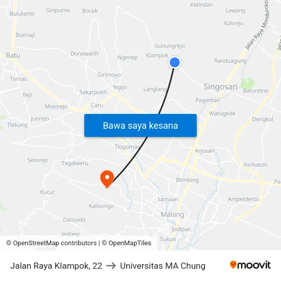Jalan Raya Klampok, 22 to Universitas MA Chung map