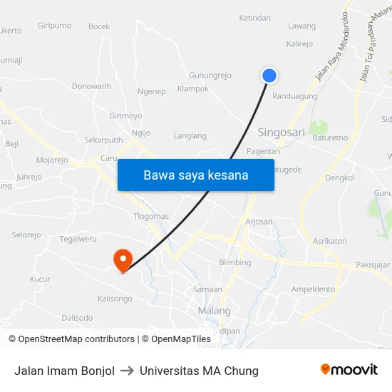 Jalan Imam Bonjol to Universitas MA Chung map