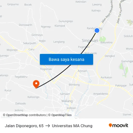 Jalan Diponegoro, 65 to Universitas MA Chung map