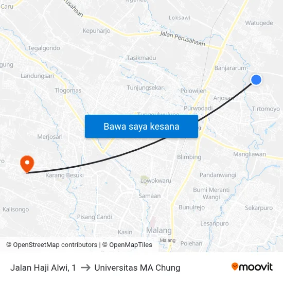 Jalan Haji Alwi, 1 to Universitas MA Chung map
