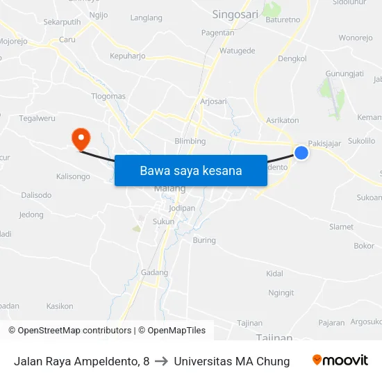Jalan Raya Ampeldento, 8 to Universitas MA Chung map
