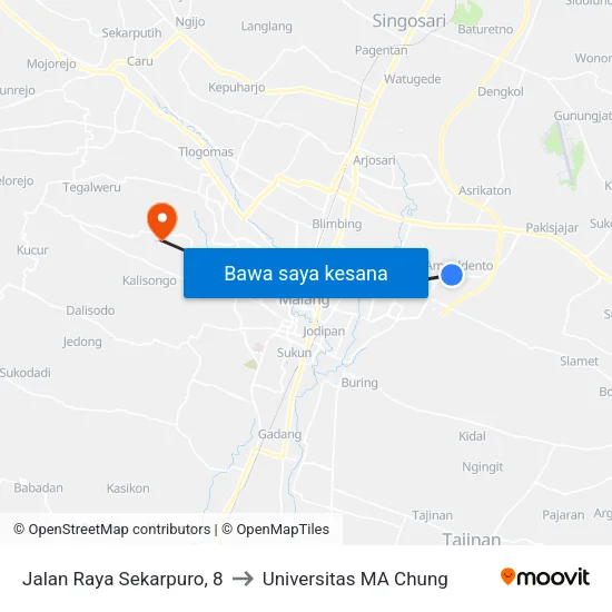 Jalan Raya Sekarpuro, 8 to Universitas MA Chung map
