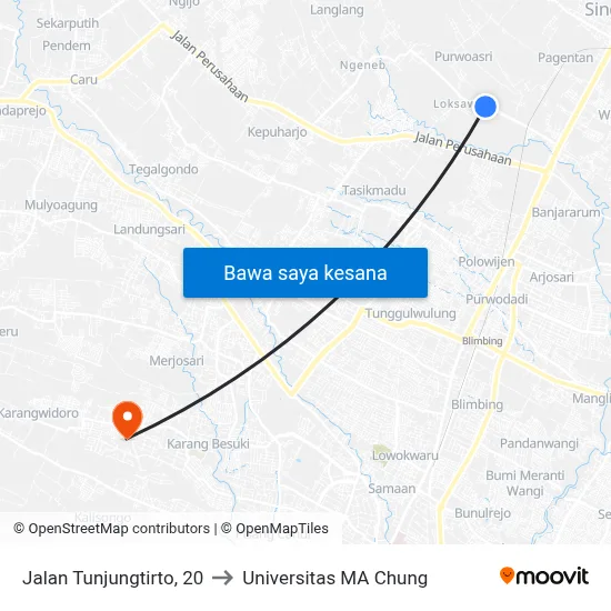 Jalan Tunjungtirto, 20 to Universitas MA Chung map