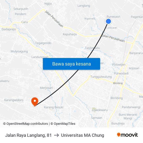 Jalan Raya Langlang, 81 to Universitas MA Chung map