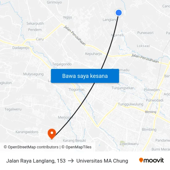 Jalan Raya Langlang, 153 to Universitas MA Chung map