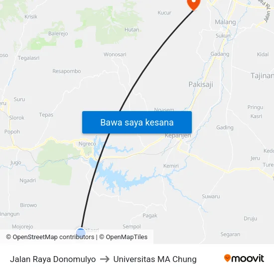 Jalan Raya Donomulyo to Universitas MA Chung map