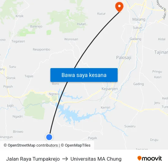 Jalan Raya Tumpakrejo to Universitas MA Chung map