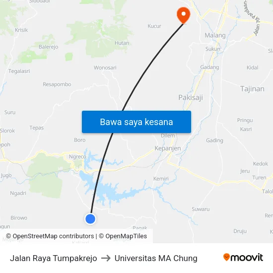 Jalan Raya Tumpakrejo to Universitas MA Chung map