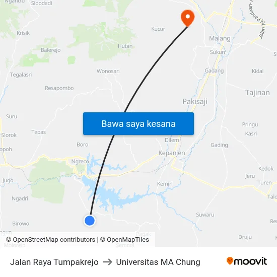 Jalan Raya Tumpakrejo to Universitas MA Chung map