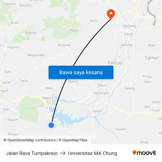 Jalan Raya Tumpakrejo to Universitas MA Chung map