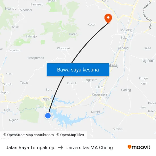 Jalan Raya Tumpakrejo to Universitas MA Chung map
