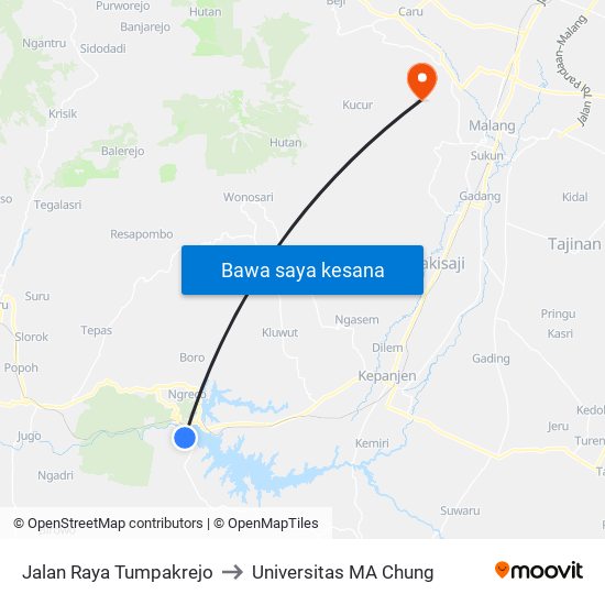 Jalan Raya Tumpakrejo to Universitas MA Chung map