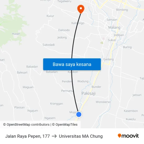 Jalan Raya Pepen, 177 to Universitas MA Chung map