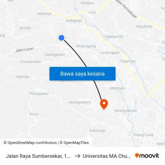 Jalan Raya Sumbersekar, 108 to Universitas MA Chung map