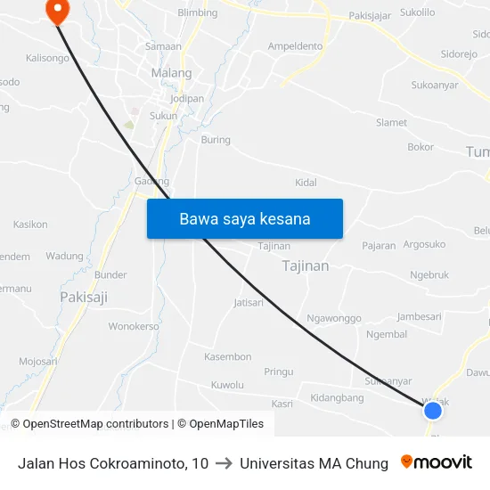 Jalan Hos Cokroaminoto, 10 to Universitas MA Chung map