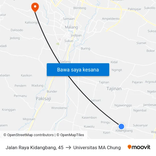 Jalan Raya Kidangbang, 45 to Universitas MA Chung map