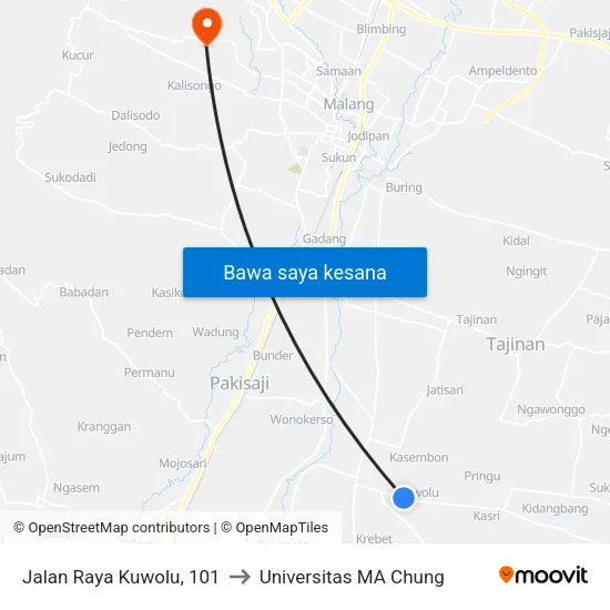 Jalan Raya Kuwolu, 101 to Universitas MA Chung map
