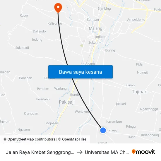 Jalan Raya Krebet Senggrong, 127 to Universitas MA Chung map