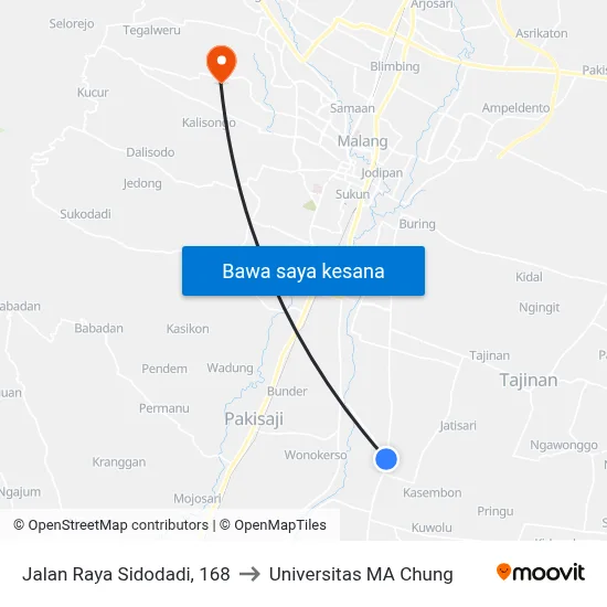 Jalan Raya Sidodadi, 168 to Universitas MA Chung map