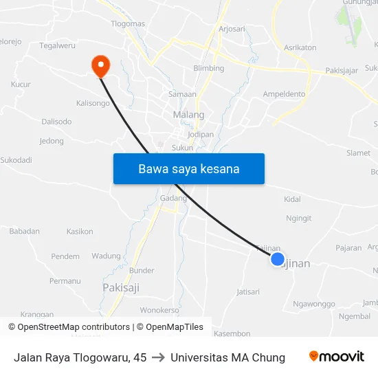 Jalan Raya Tlogowaru, 45 to Universitas MA Chung map
