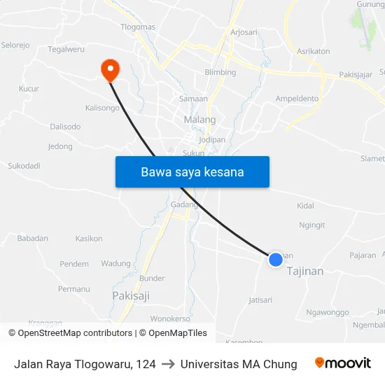 Jalan Raya Tlogowaru, 124 to Universitas MA Chung map