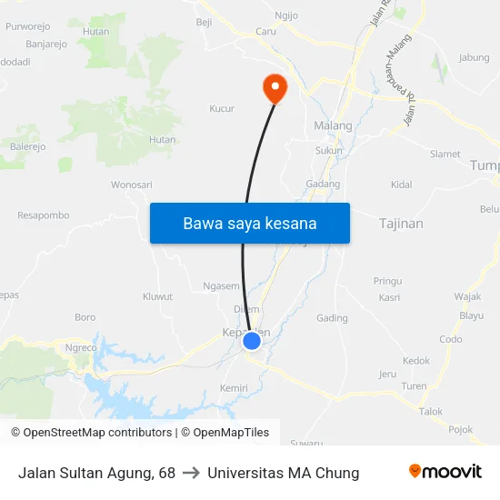 Jalan Sultan Agung, 68 to Universitas MA Chung map