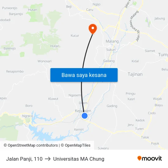 Jalan Panji, 110 to Universitas MA Chung map