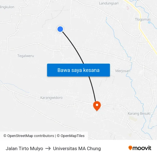 Jalan Tirto Mulyo to Universitas MA Chung map
