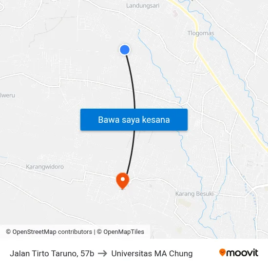 Jalan Tirto Taruno, 57b to Universitas MA Chung map